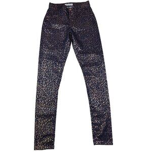 James Jeans Twiggy Dance Pants Gold Flux Blue Metallic Sample Stretch Size 25